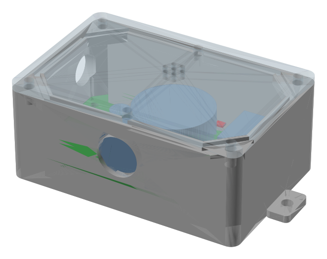 GCU controller in its sealed enclosure with clear lid